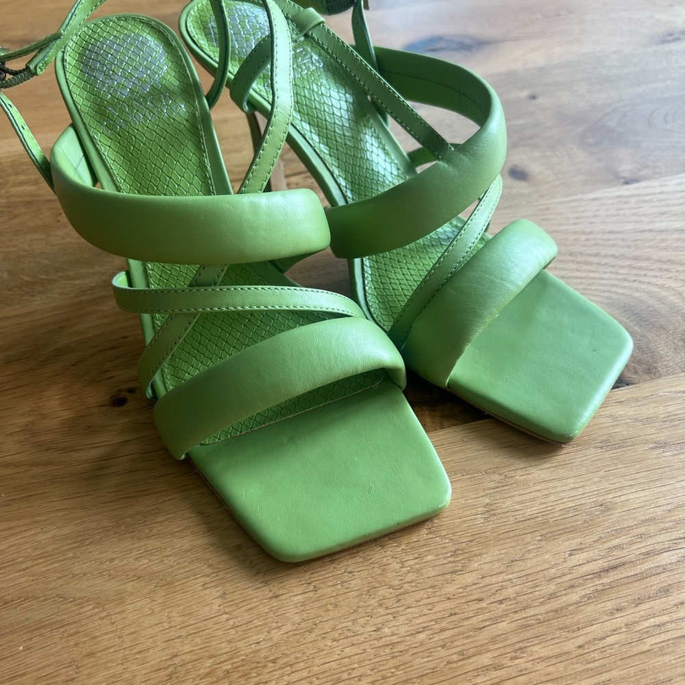 Vince Camuto square Toe green heels